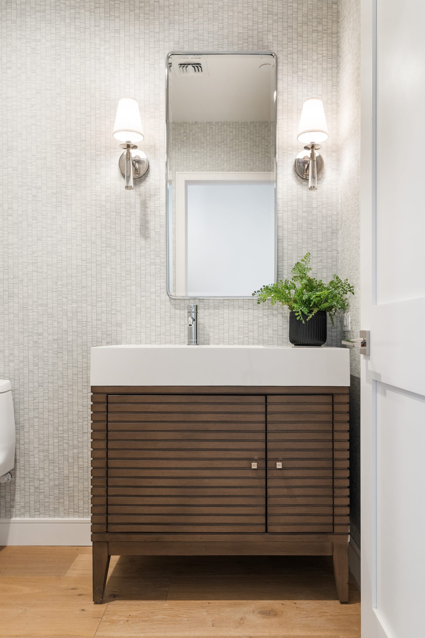 Powder room with wood vanity, Paradise Valley custom home
