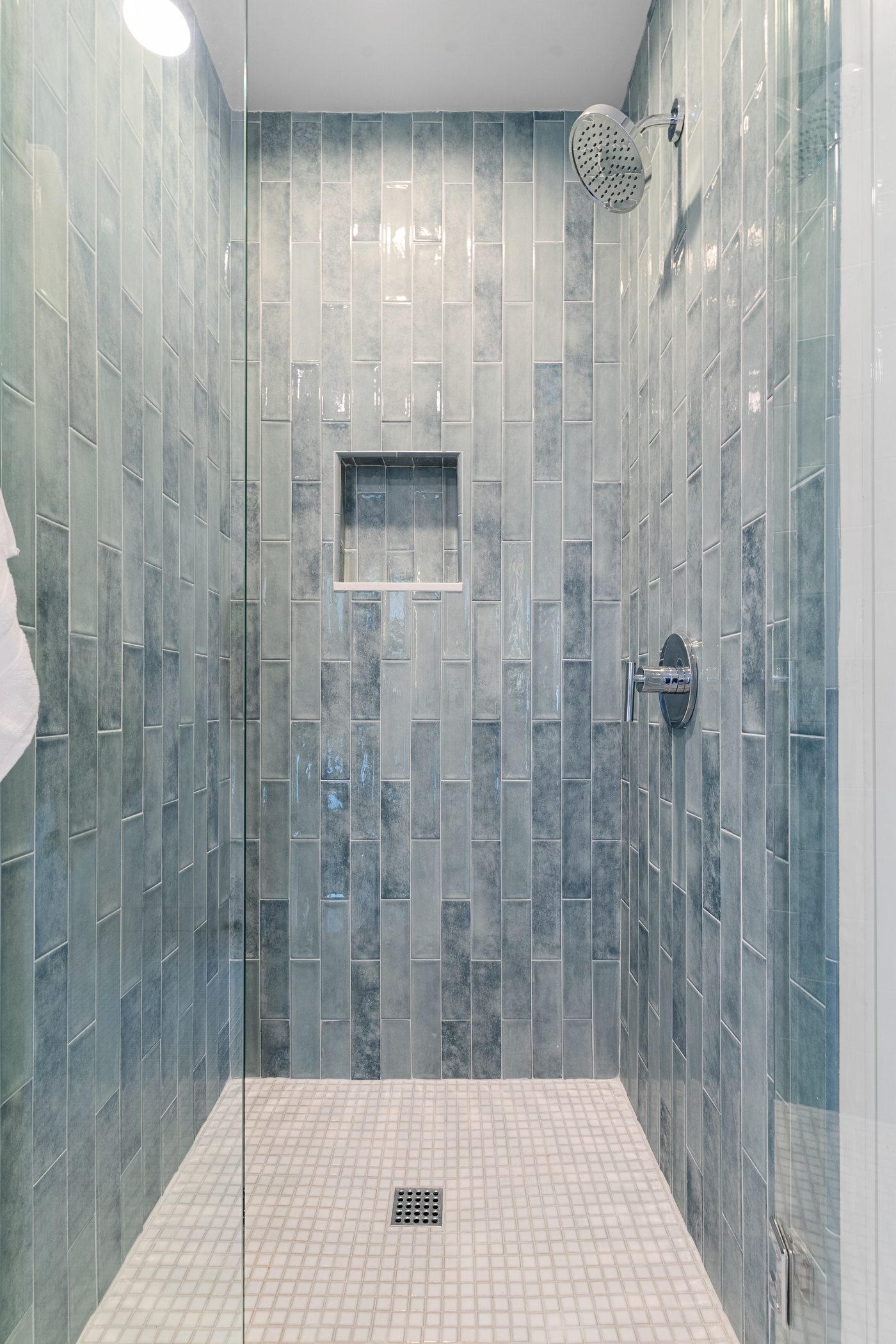 Blue-gray tiled shower, Paradise Valley custom home