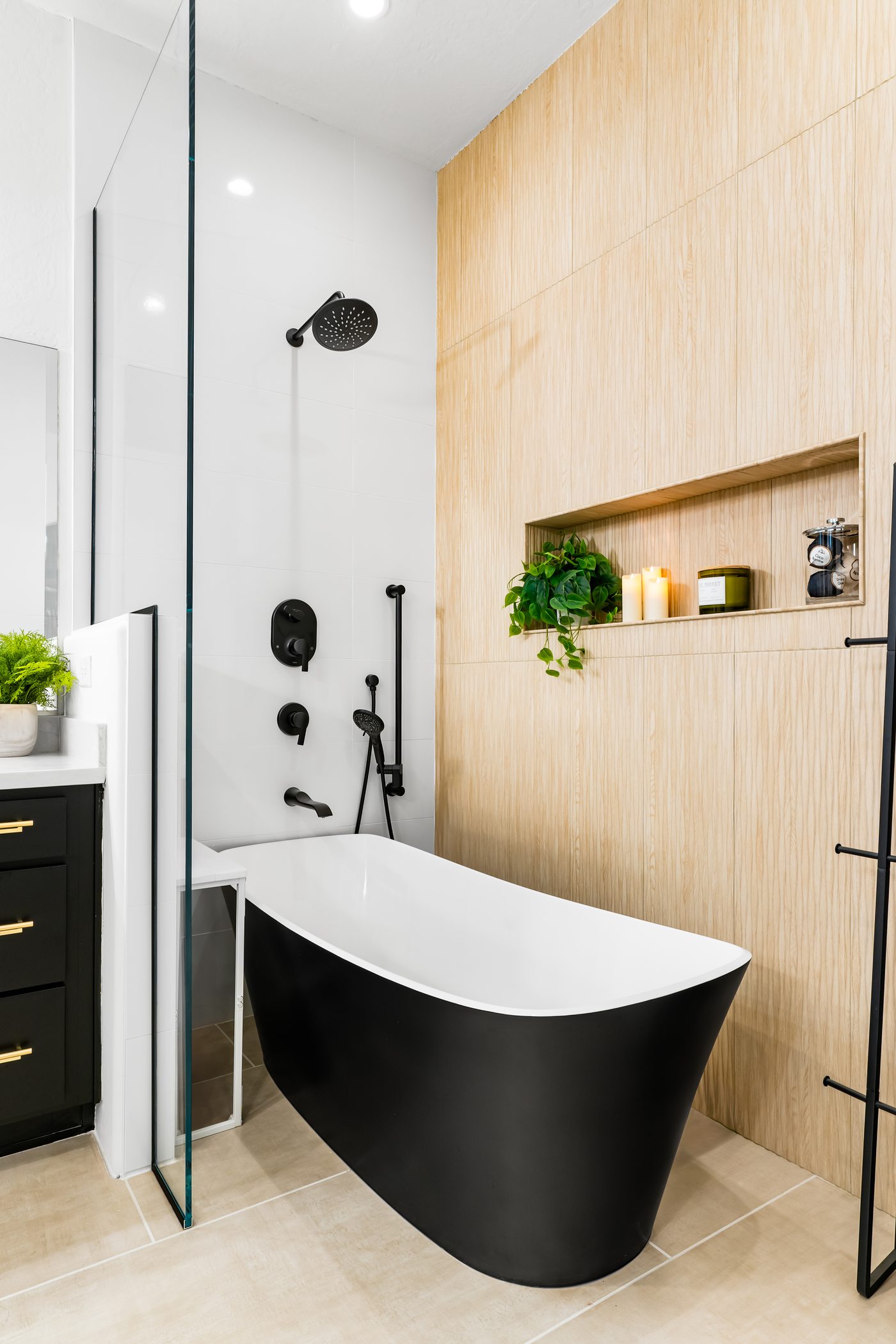 Black freestanding soaking tub, Paradise Valley partial remodel