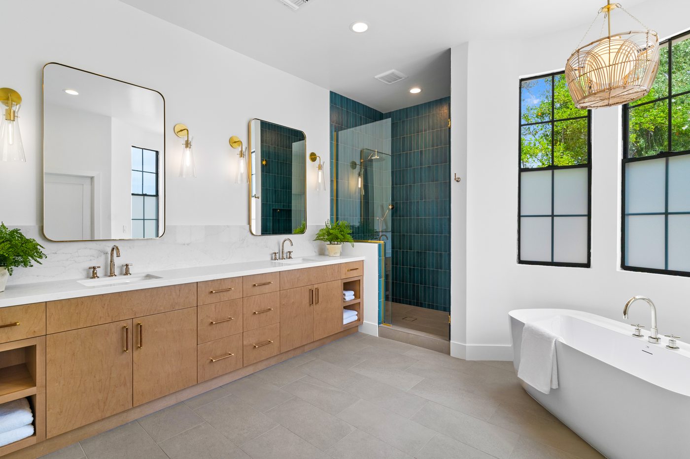 Light wood double vanity bathroom, Scottsdale whole-home remodel