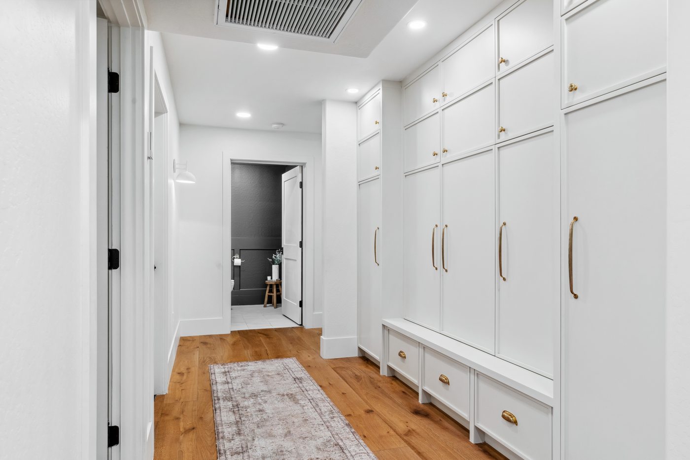 Mudroom storage with white cabinetry, Gilbert whole-home remodel