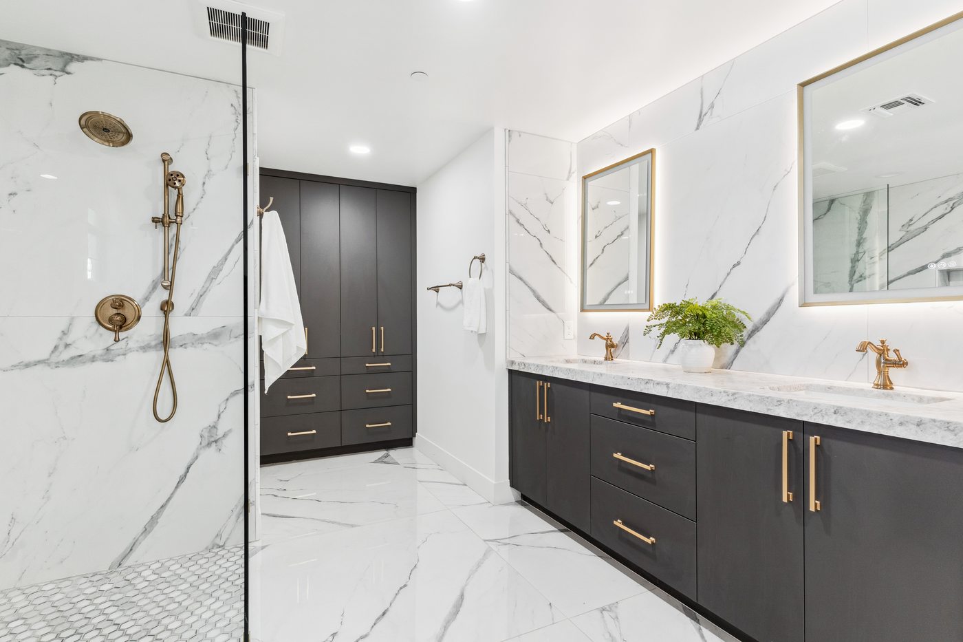 Marble double vanity bathroom, Scottsdale whole-home remodel